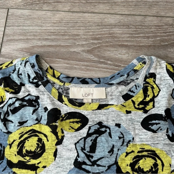 Ann Taylor  Loft Floral Pure Linen Knitted Top - Picture 5 of 16